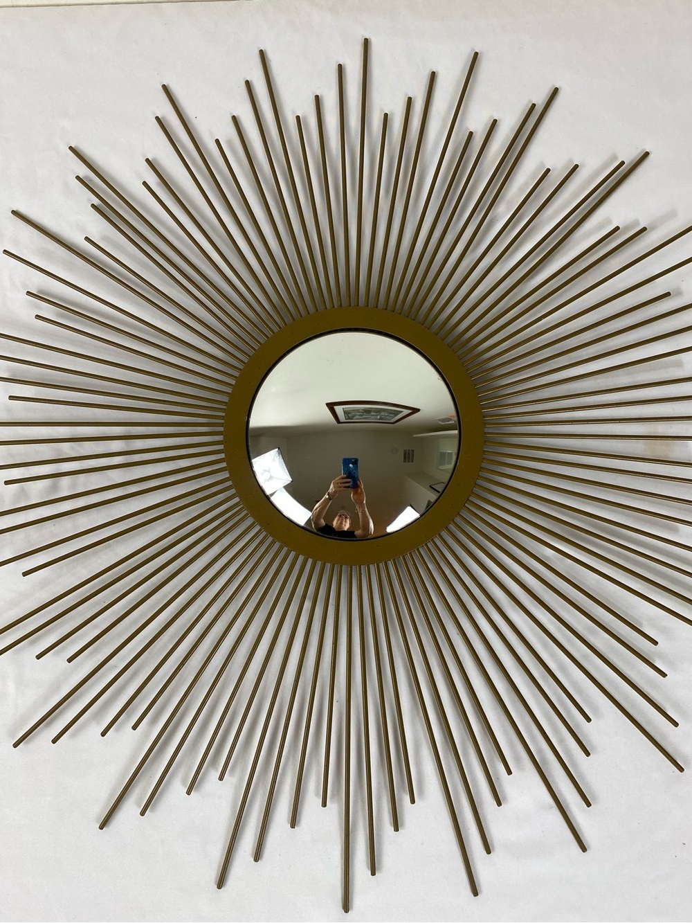 Vintage 23” Gold Sunburst Wall Mirror - Retro Hollywood Regency